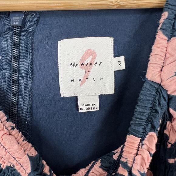 The Nines By Hatch Size XS Maternity Navy & Mauve Pink Floral Smock Midi Dress - Picture 3 of 10